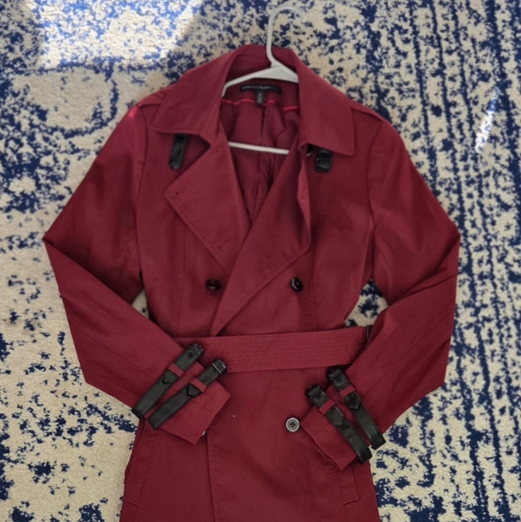 White House Black Market Jackets & Blazers - White House Black Market Burgundy Trench Coat
